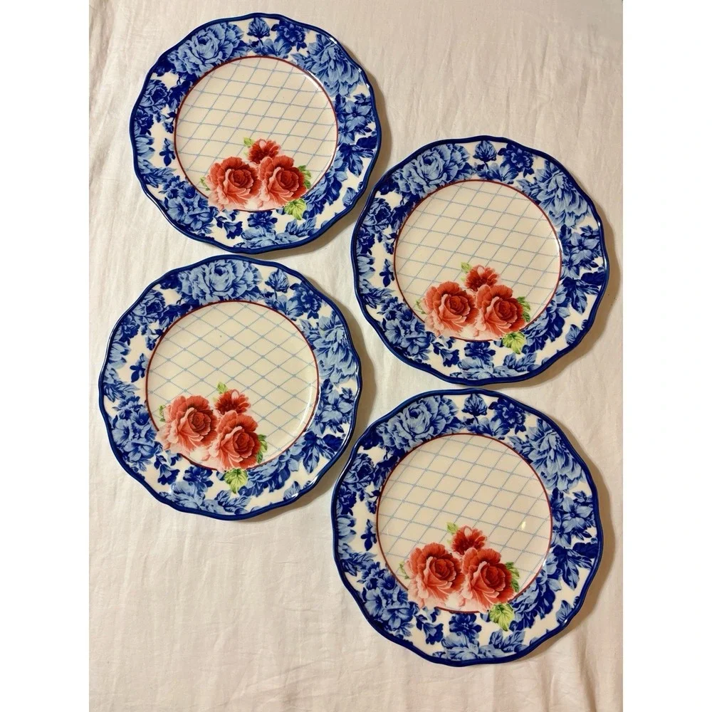 The Pioneer Woman Set of 4 Heritage Floral Ceramic Dinner Plates